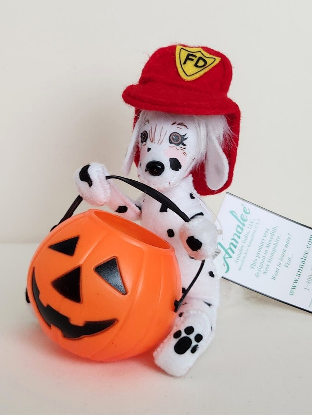 2021 Annalee 6" Trick or Treat Fireman Dalmatian Dog Halloween Doll 310721